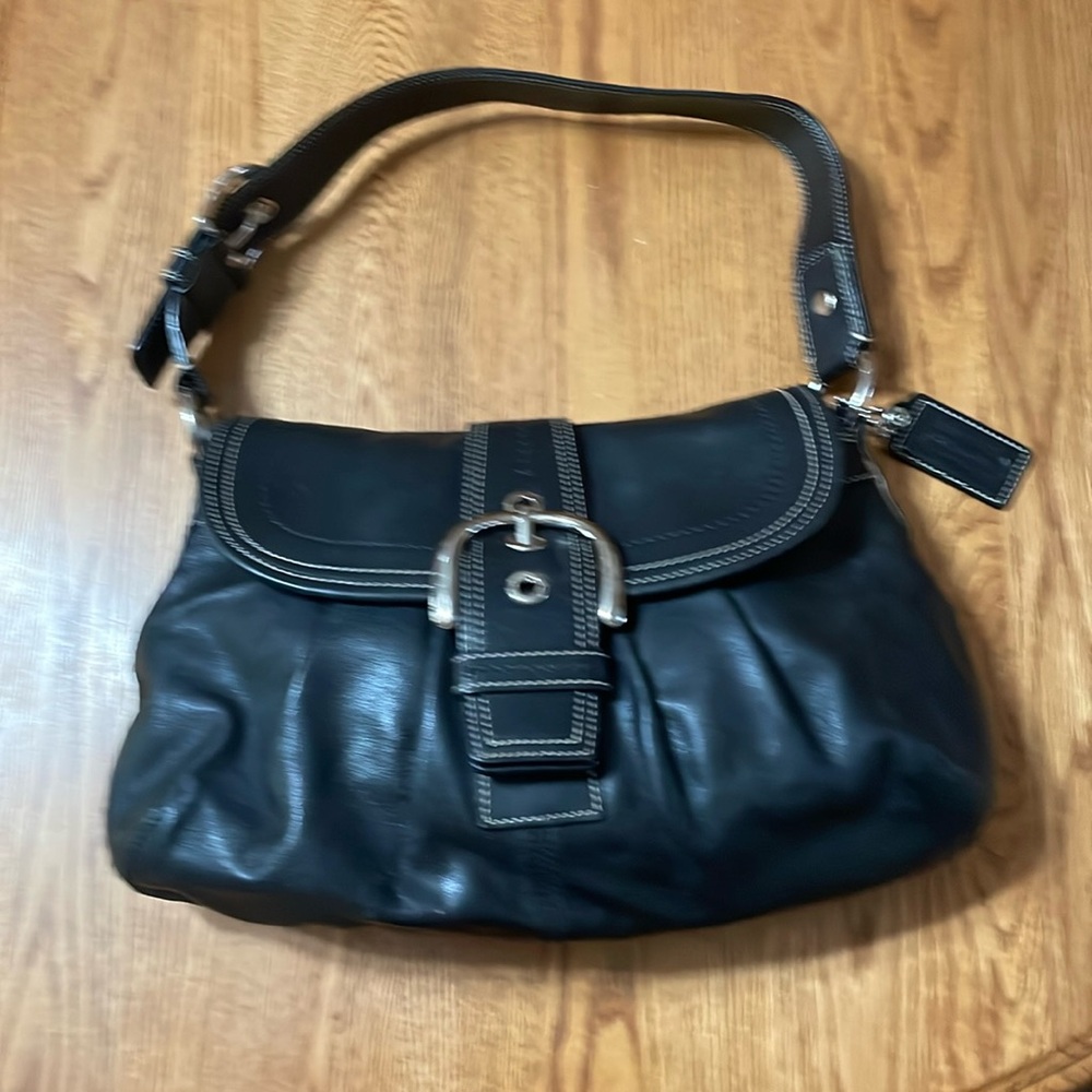 Coach Vintage Soho Black Leather Buckle Shoulder Bag Purse